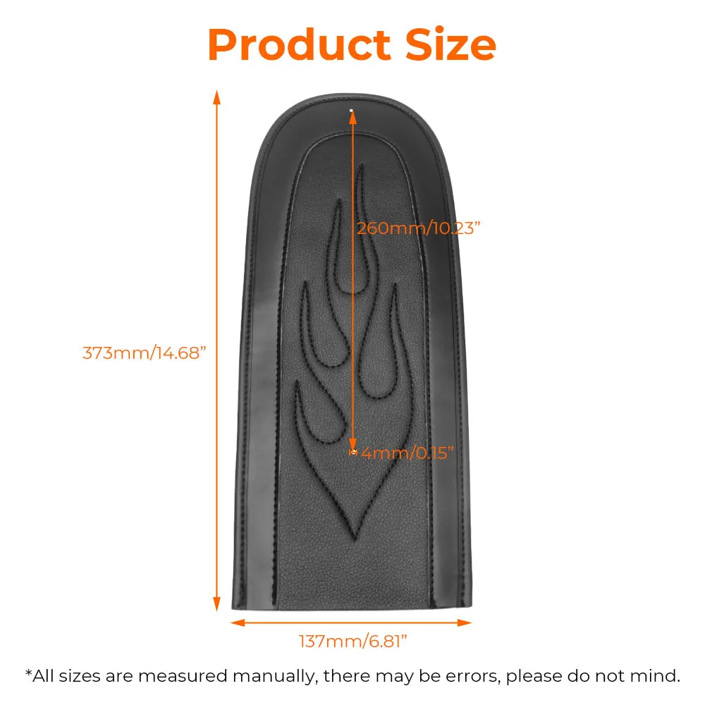 Black Rear Fender Bib Pad Flame Pattern PU Leather Rear Seat Cushion Pad For Harley Dyna Wide Glide Fat Bob Street Bob 06-17