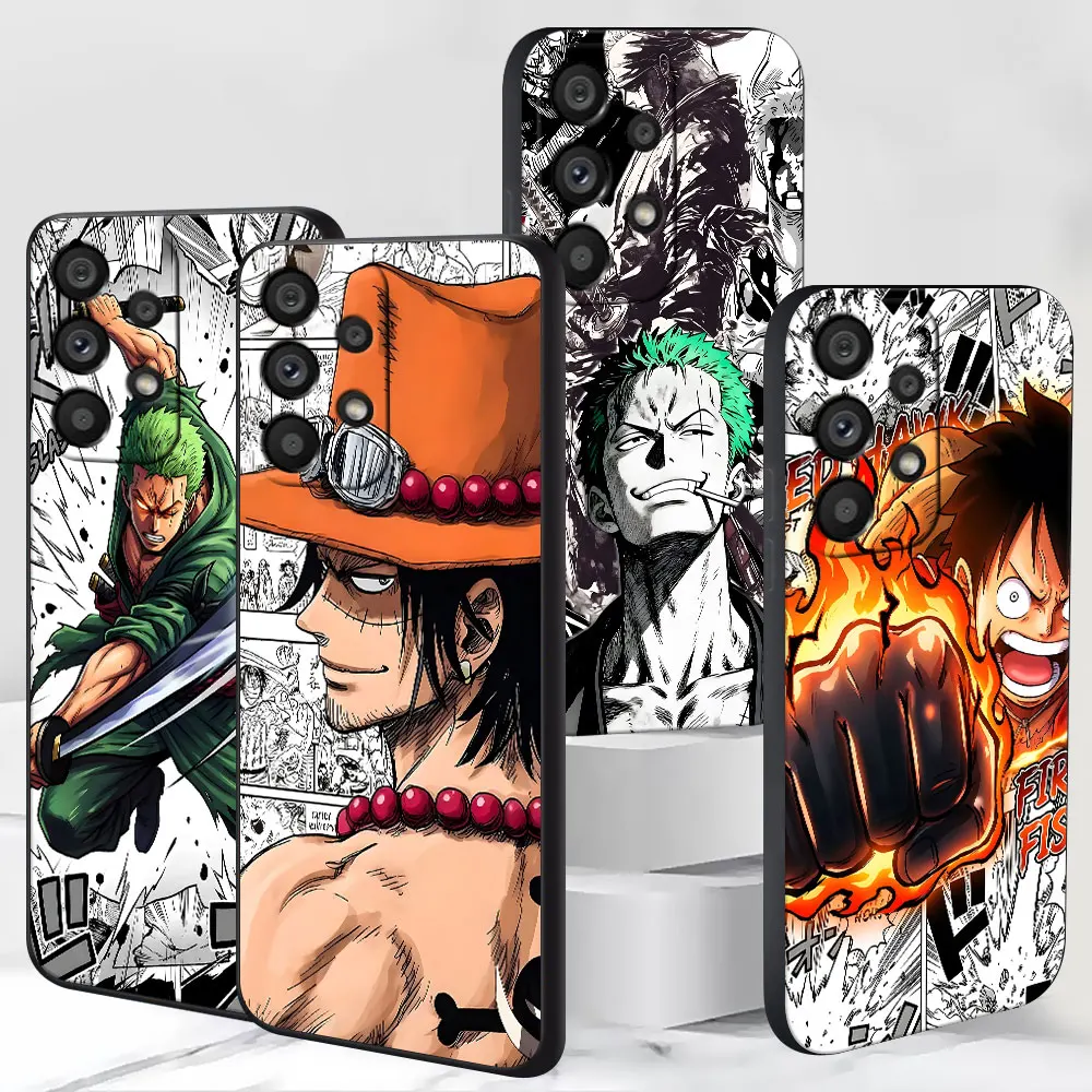 Edward Newgate Ace Comic Luffy Case for Samsung Galaxy A30s A10 A10s A20 A20s A70s A06 A9 A40 A7 Black TPU Frosted Phone Cover