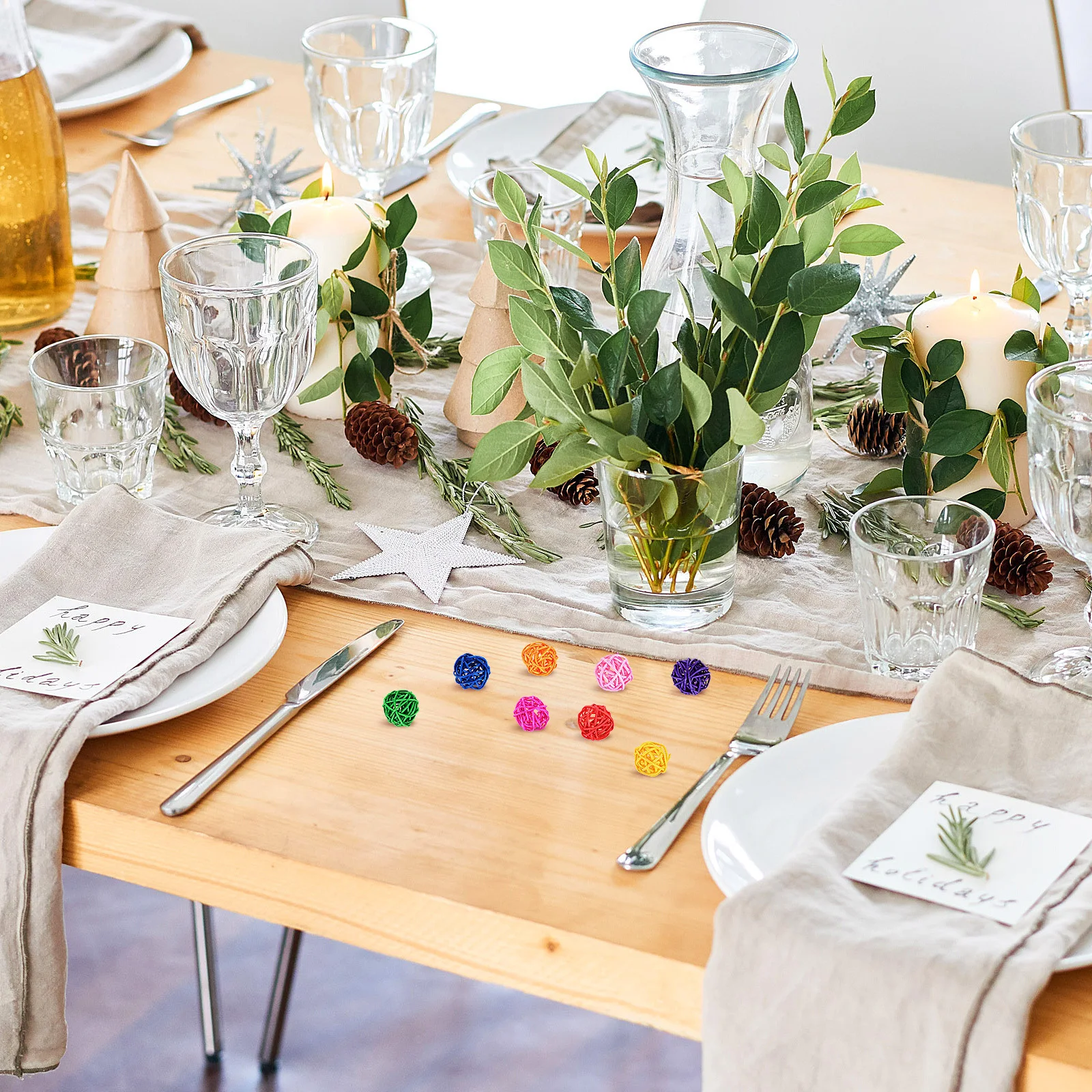 

50pcs Rattan Balls Aromatherapy Vine Ornaments for Party Hanging Decoration Vase Filler Craft Project Wedding Table Bridal