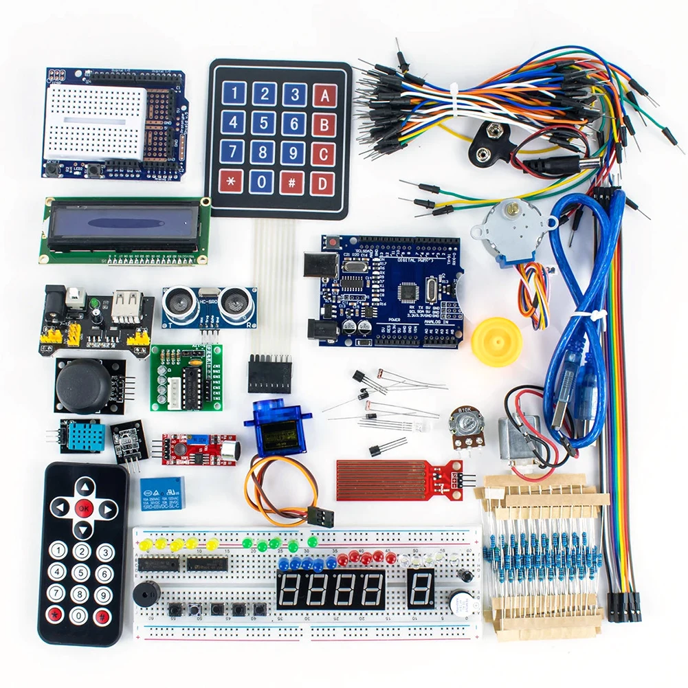 kit-de-inicio-completo-r3-con-tutorial-compatible-con-arduino-kit-electronico-modulo-de-potencia-dedicado-para-kit-de-inicio-de-placa-de-pruebas