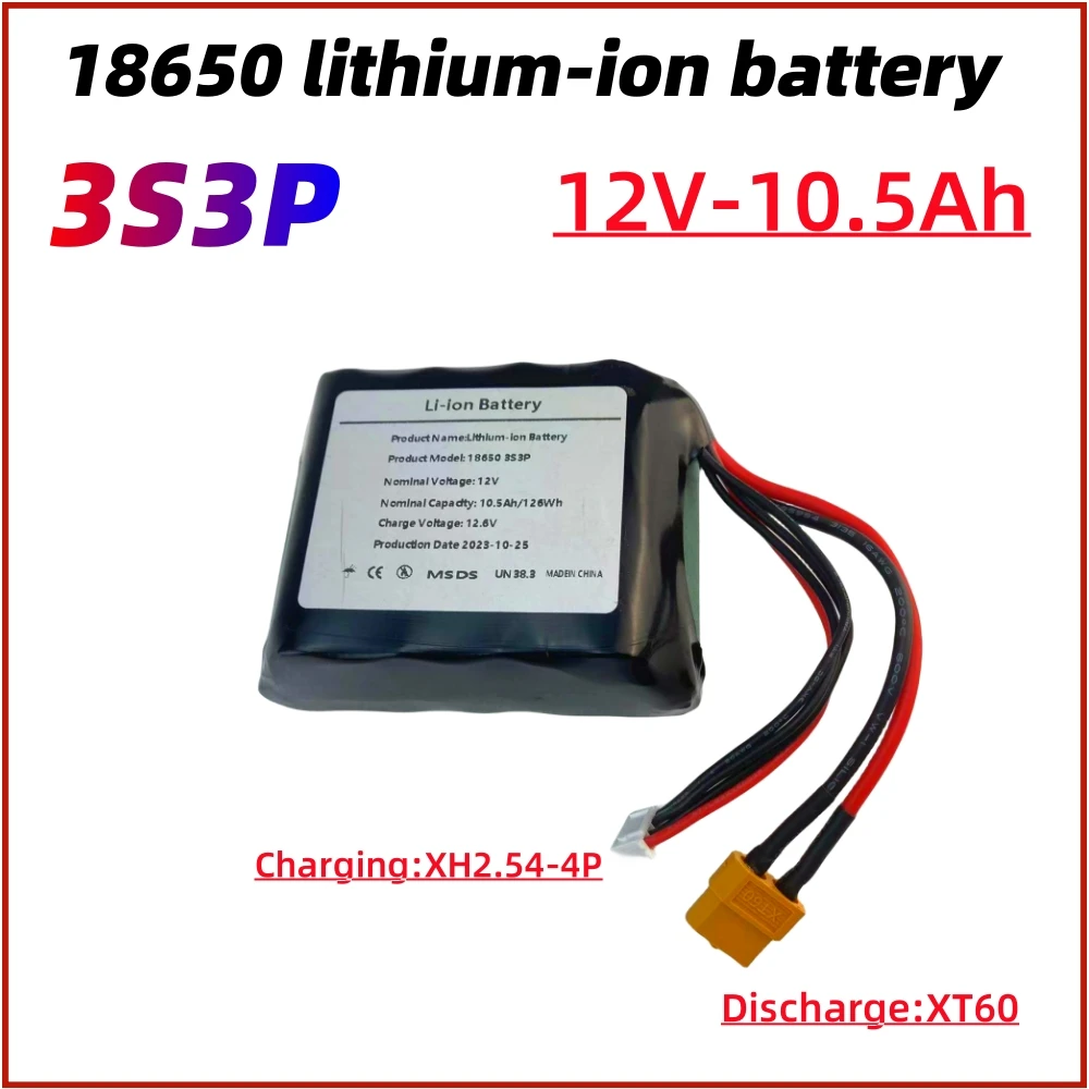 

3S3P 12V 10.5Ah 12.6V High Capacity UAV Rechargeable Li-ion Battery For Various RC Airplane Drone Quadrotor