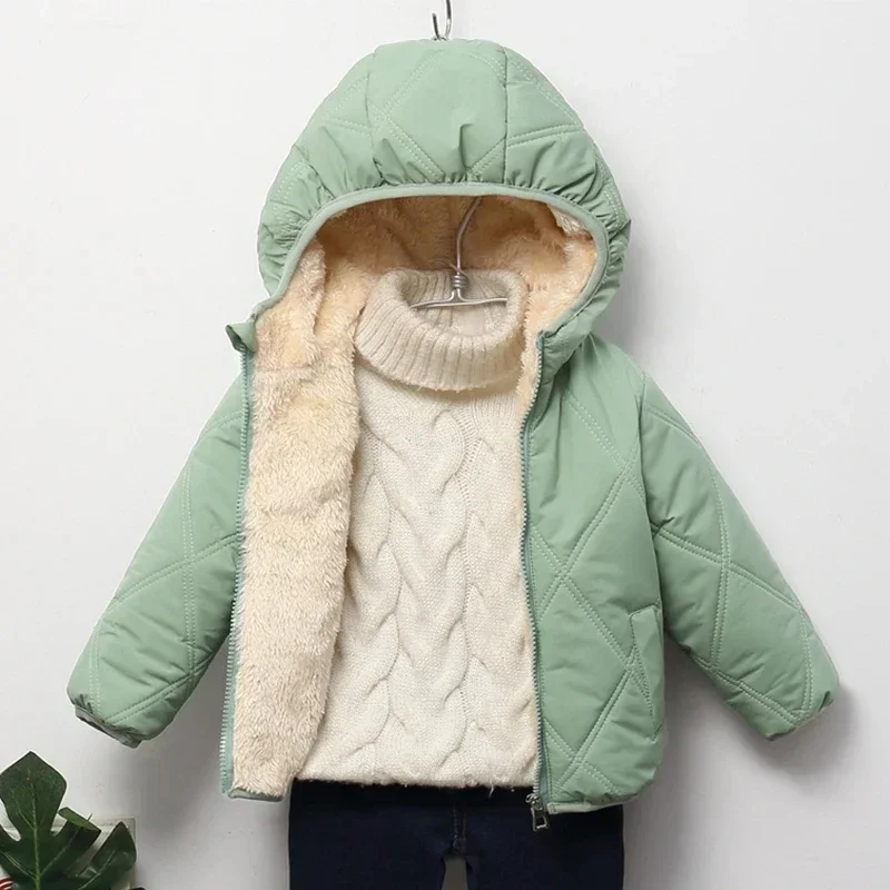 Winter Kids Girls Jackets Thick Plush Coat For Children Cotton Down Hooded Outerwear Toddler Boys Coats Baby Children Snowwear