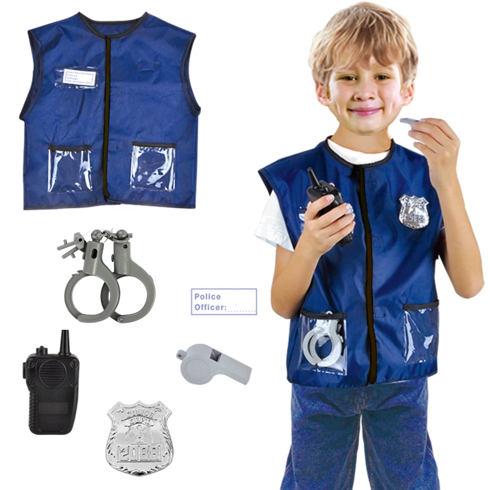 Police Costume for Kids - Police Officer Costume for Boys - Cop Uniform Set With Accessories For Halloween