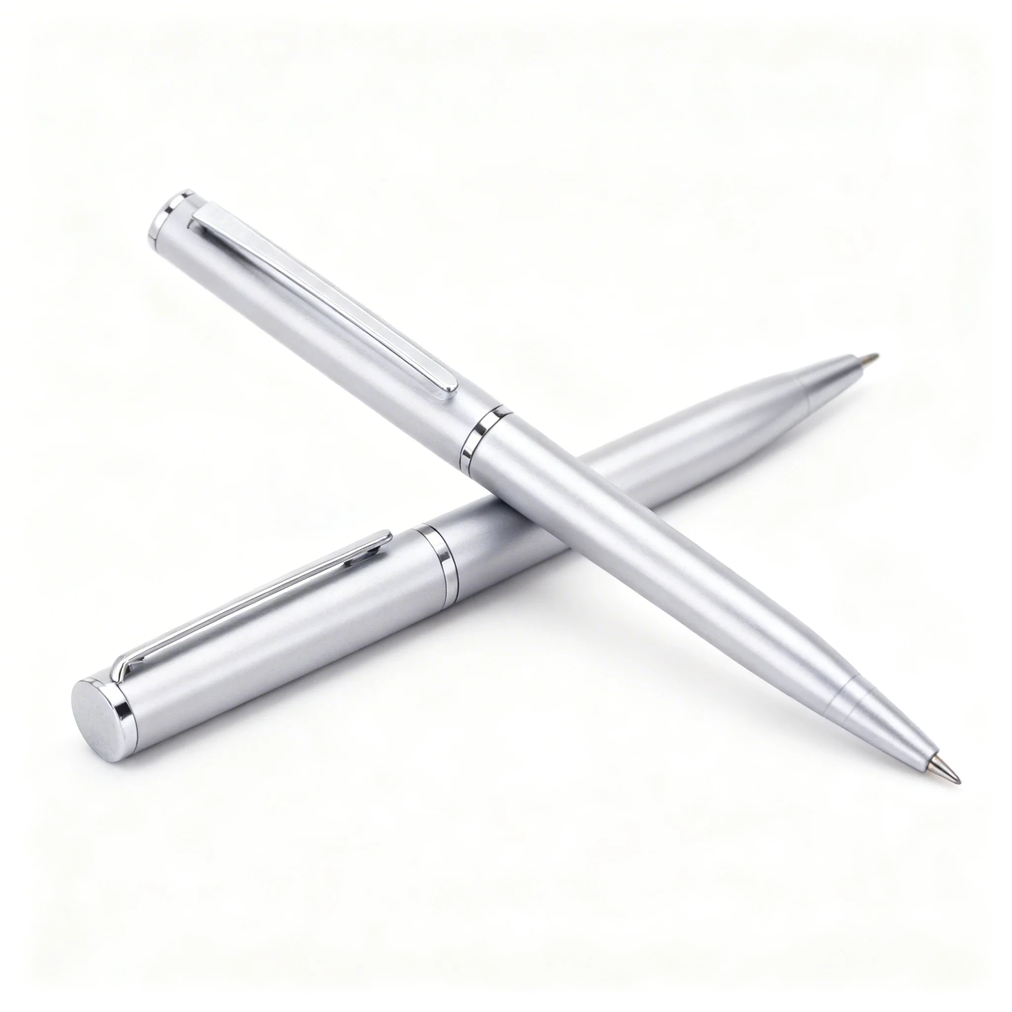 Roller Ball Pen 1.0mm Brushed Chrome Ballpoint Pen High Quality Metal Ballpoint Pens School Office Supplies Gifts