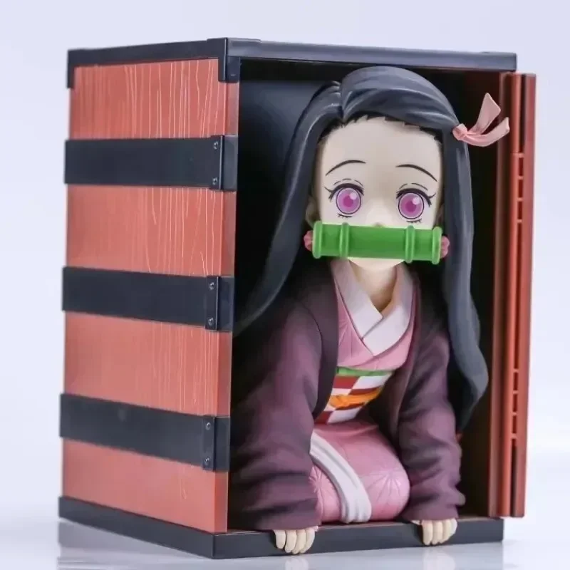 22cm New Demon Slayer Kamado Nezuko Action Figure Popcorn Box Kawaii Model Cute Ornament Collection Desktop Display Gift Toy