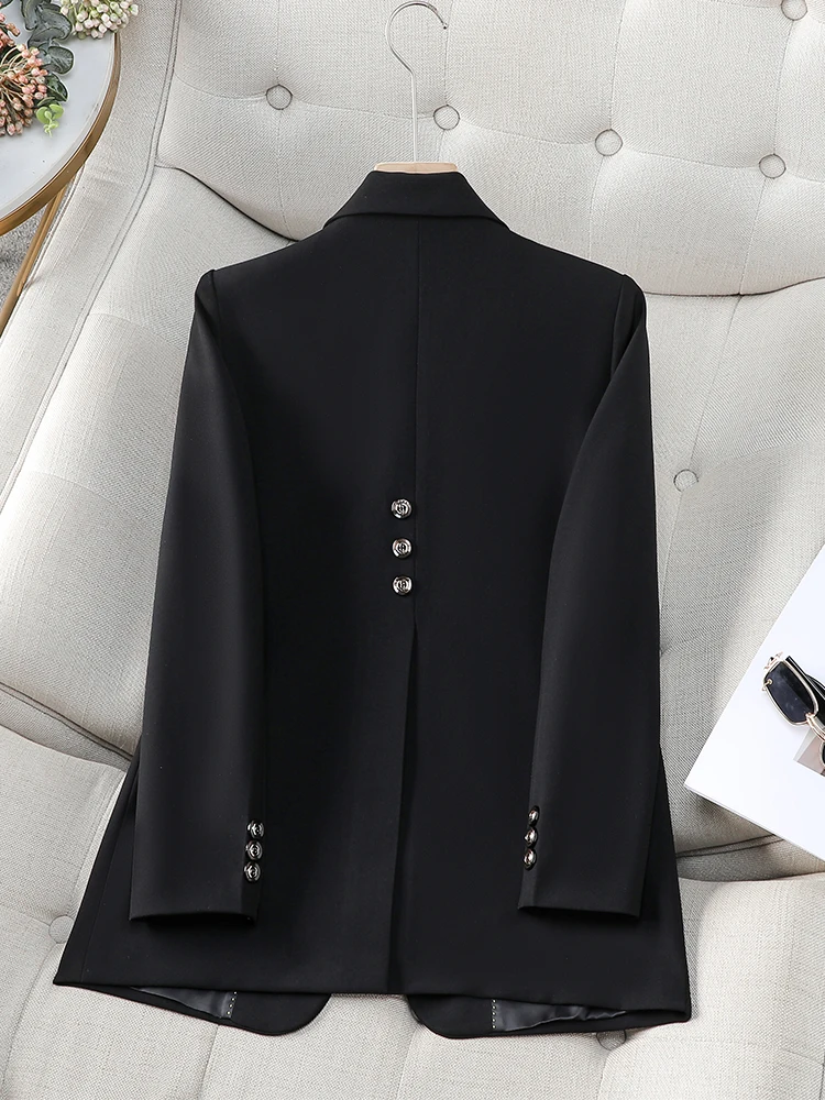 Fashion Autumn Winter Women Blazer Black Coffee Blue Female Long Sleeve Single Button Ladies Casual Jacket Coat