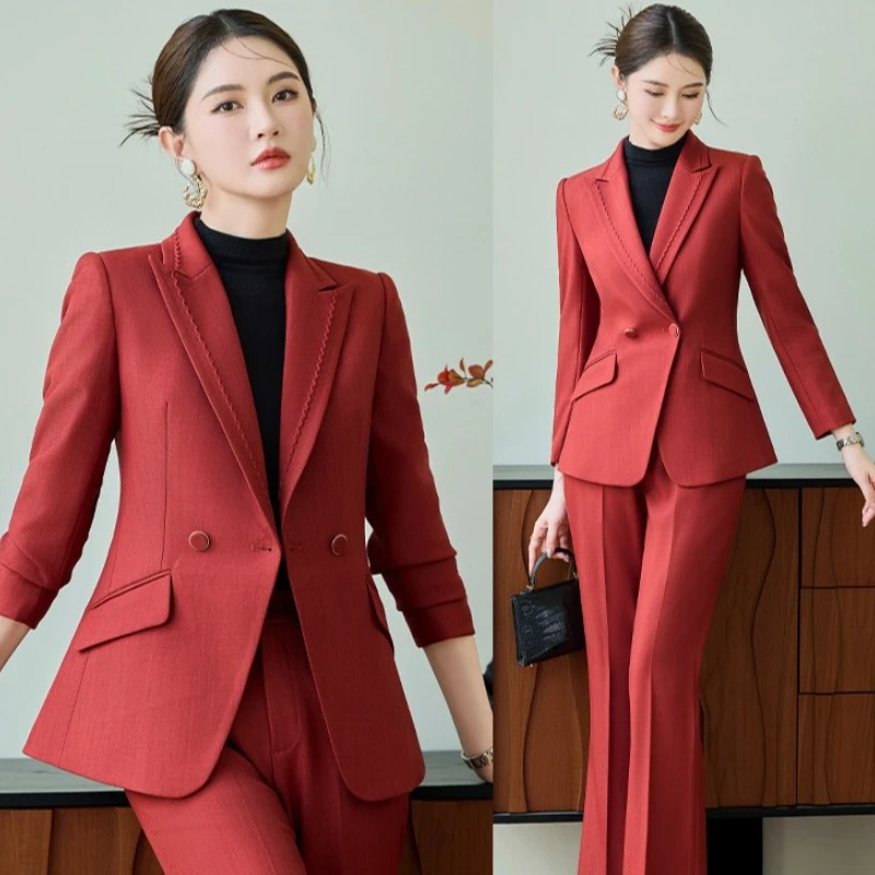 

Модный офисный женский пиджак и брючный костюм, деловой женский костюм, куртка, брюки, женская деловая рабочая одежда, комплект из 2 предметов, женская одежда