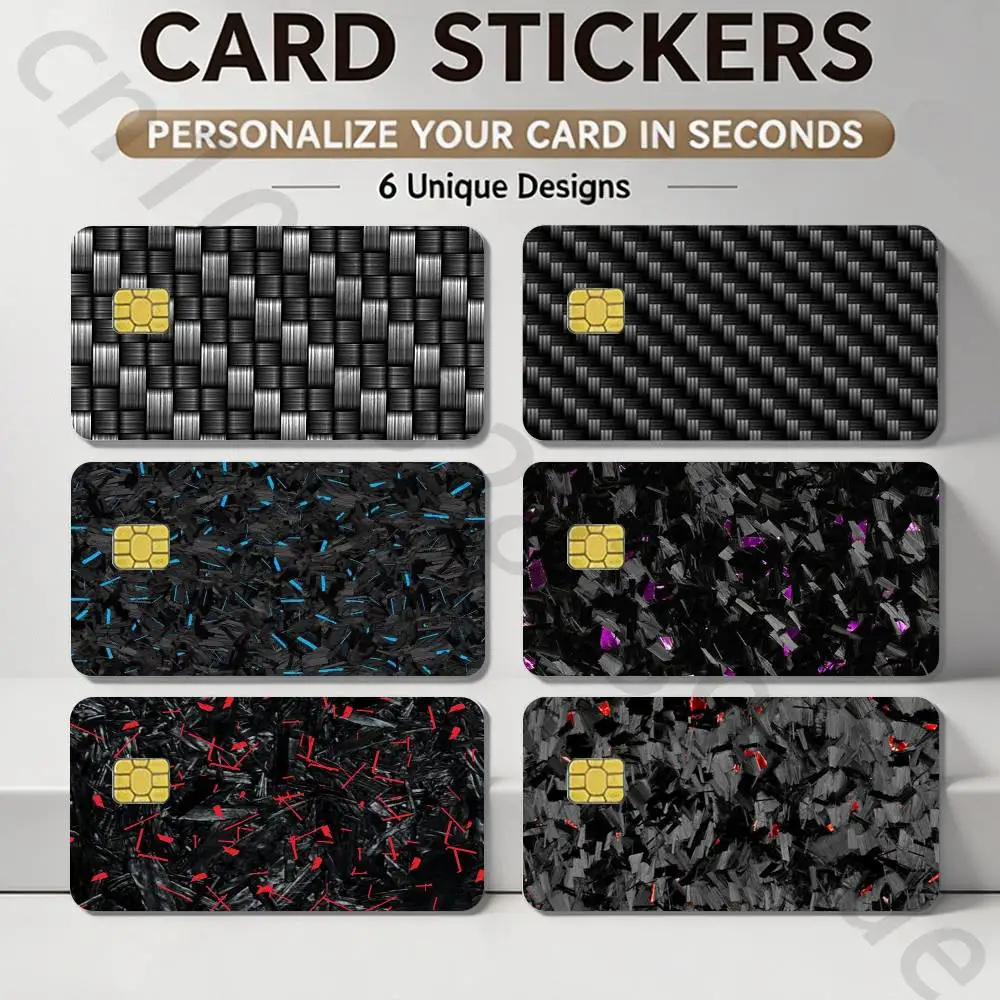 Carbon fiber Card Sticker Diy Decorate Exquisite Bank Card Decals Patch Documents Birthday Gift