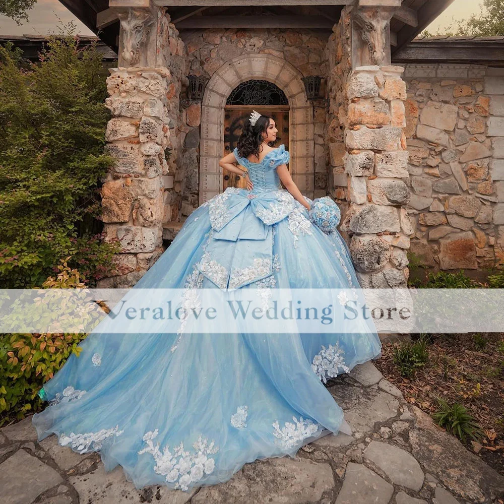 فستان أميرة Quinceanera ، زهور ثلاثية الأبعاد ، ملابس لحفلات أعياد الميلاد ، ثوب حفلة ، أزرق ، Xv ، 2023