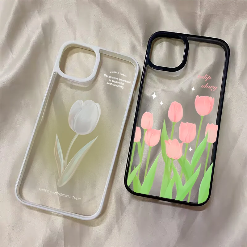 Cute Pink Tulip Floral Phone Case for Redmi Note 14 13 12 10 9 11 Pro Plus 5G Redmi 13 14C 13C 12C 4G Clear TPU Shockproof Cover - view 4