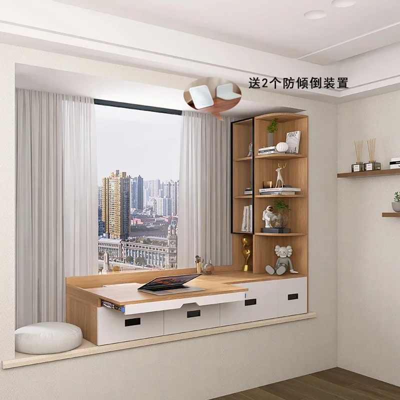 

bay window telescopic table pull-out desk bookcase integrated household balcony transformation storage locker study desk