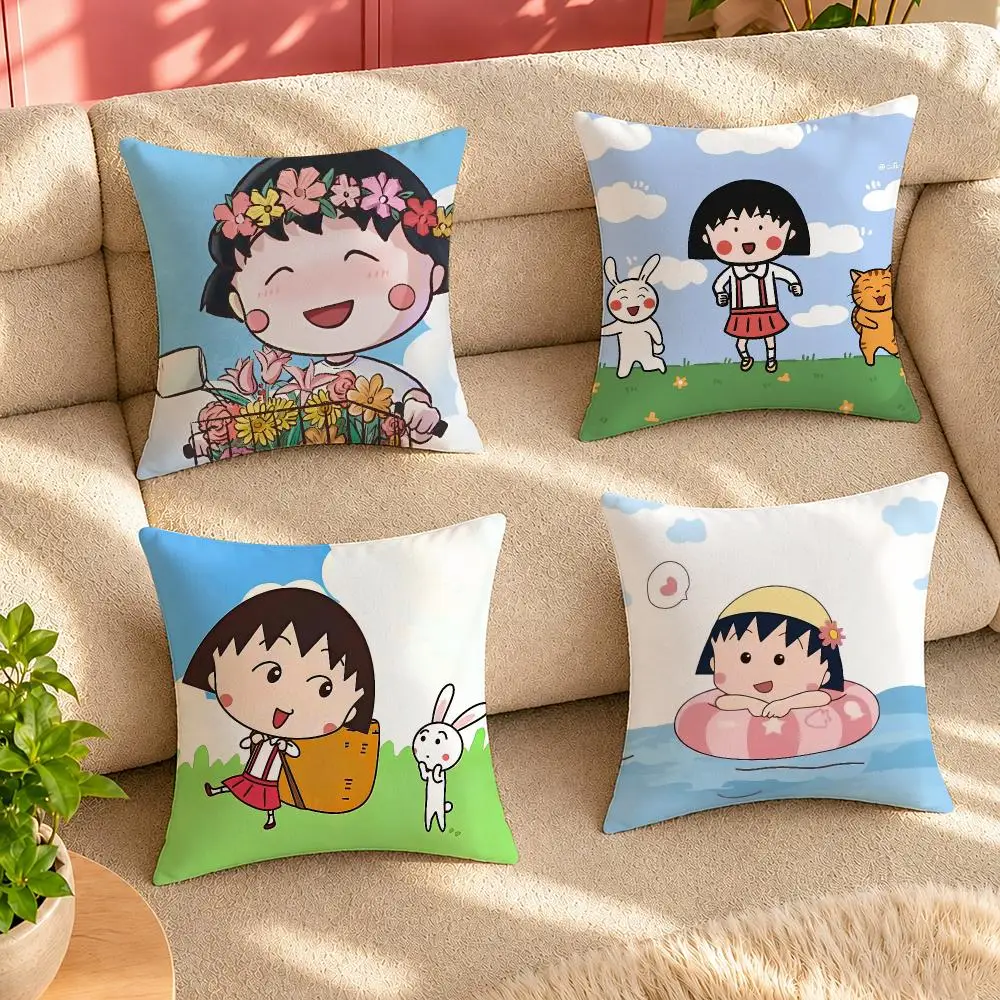 c-Cherry Mmaruko-chans Cushion Cover Pillow Cover Decorative Throw Couch Home Decor for Living Room Sofa