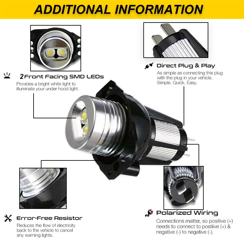 لسيارات BMW 3 Series E90 E91 325i 330i زينون الأبيض LED عين الملاك خاتم هالة ماركر لمبات استبدال OEM # 63117161444