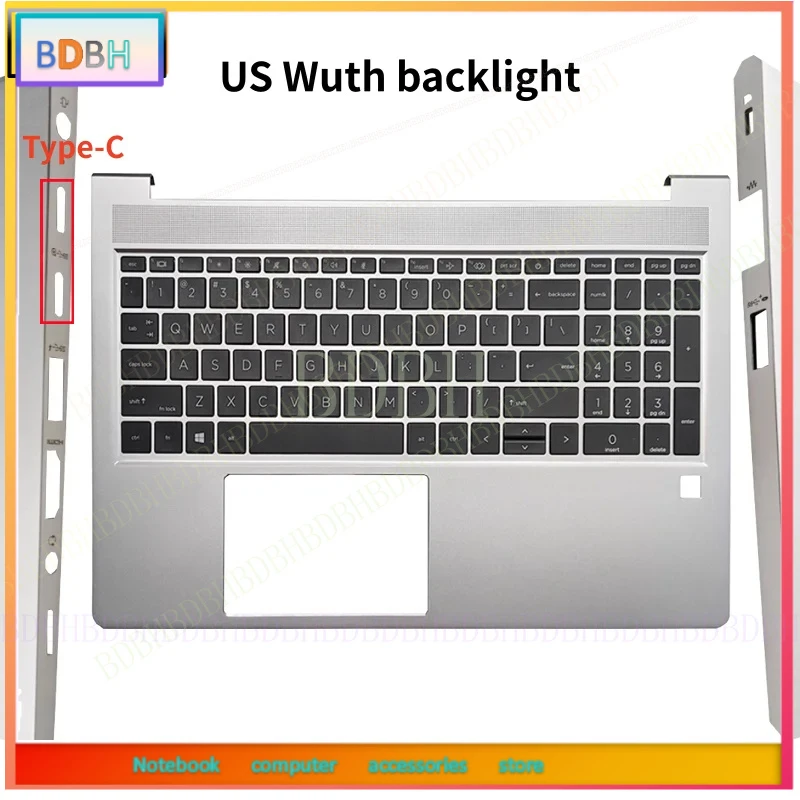 New For Probook 450 455R G10 ZHAN 66 15 G6 HSN-Q34C US/UK/SP/RU/SP/IT Keyboard With Backlight SD Palmrest Cover Computer Parts