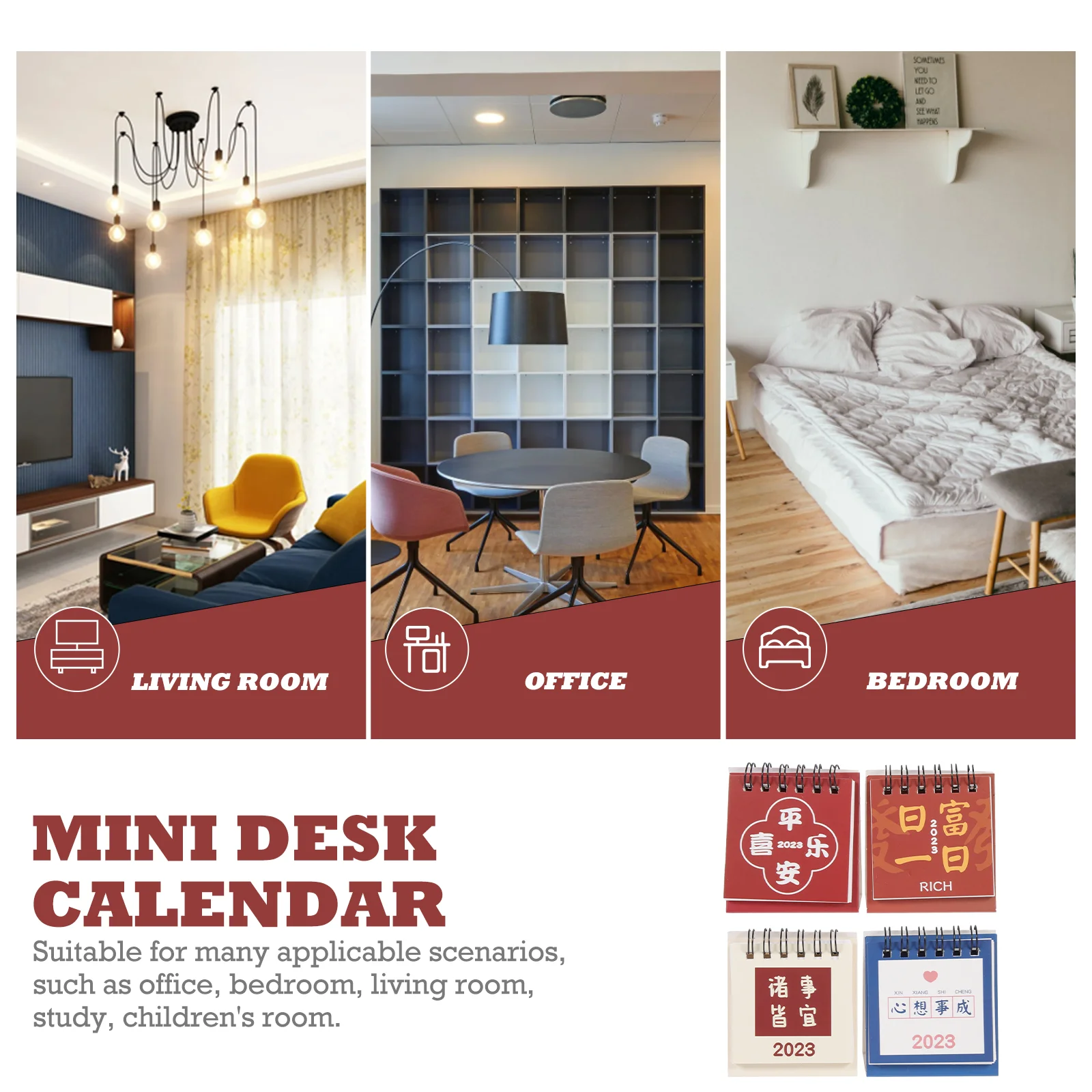 4 Pcs 2023 Desk Calendar Classic Design Home Accessories Daily Use Mini Small Household Paper Chinese Style Month Sturdy