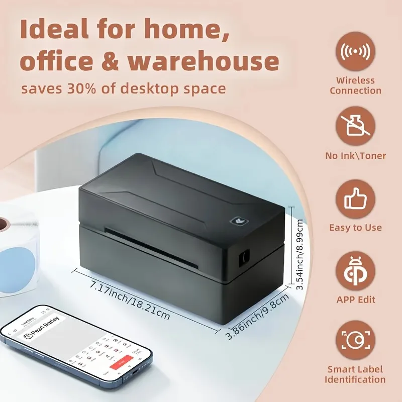 Marklife D100 Bluetooth Thermal Label Printer Wireless Small Shipping Label Printer 4X6 Compatible with iOS Android Mac Window