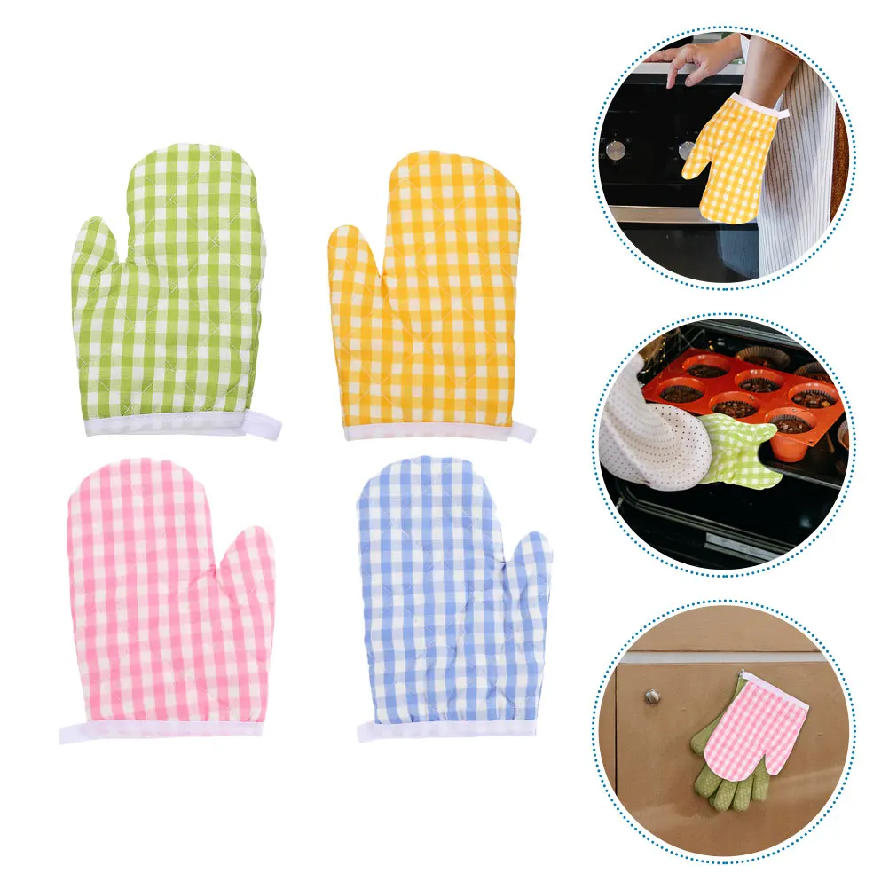 

4pcs Oven Hot Mitts For Kitchen Mitts Heat Resistant Gloves Kitchen Accessories Baking Cooking Protective