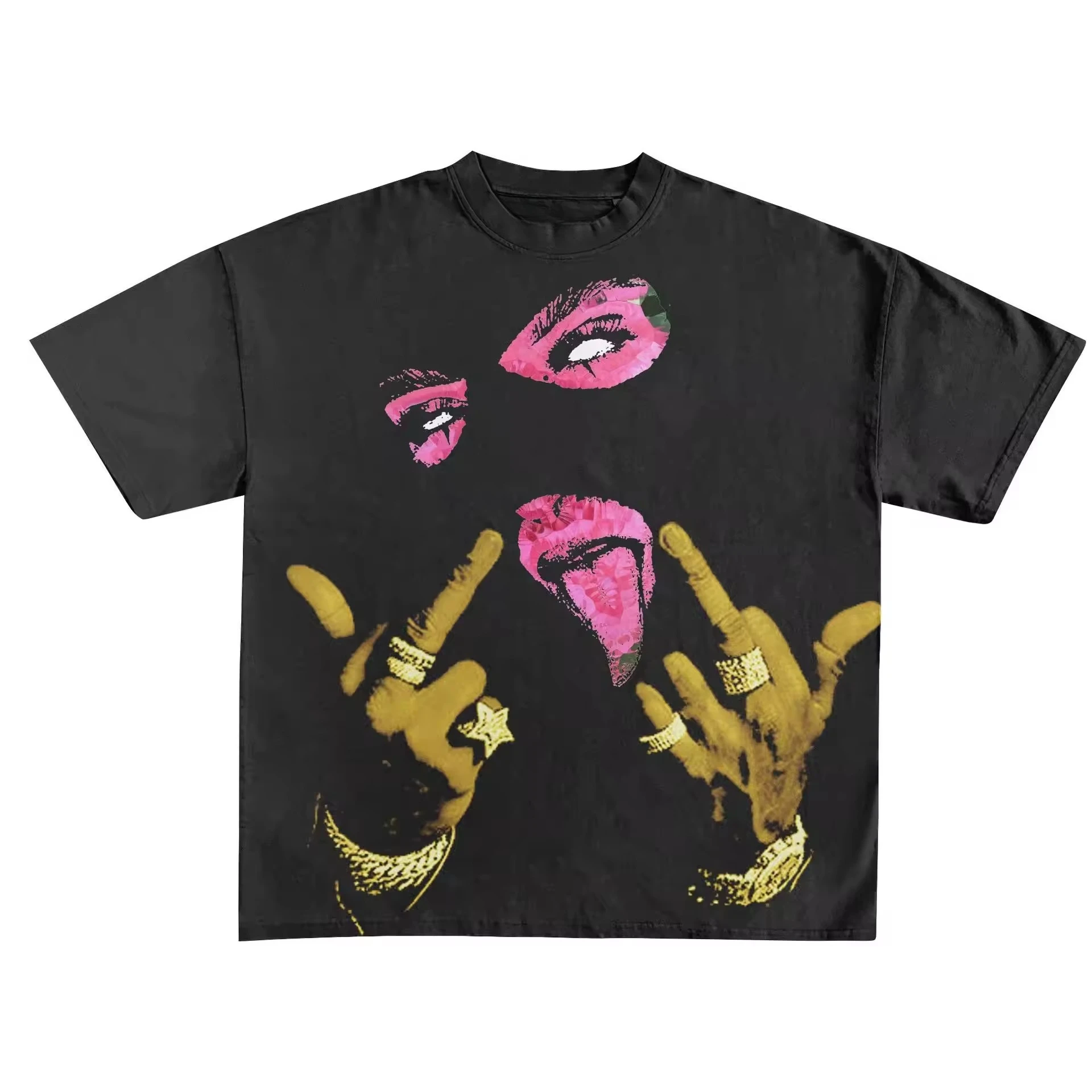 

Мужская модная футболка большого размера, 200 г, мужская новая хлопковая футболка с короткими рукавами и отпускным узором, с короткими рукавами и круглым вырезом, уличный стиль для пар