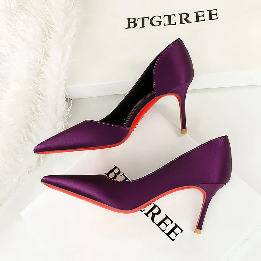 Size 34-40 Sexy Pointed Toe Women Pumps Fashion Design Hallow Side Hollowed Out Heels Stiletto Party Wedding Stripper Shoes