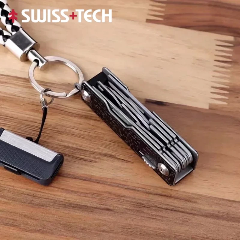 

SWISS TECH 9 In 1 Pocket Knife Multitool Multifunctional Unpack Knife Scissors Screwdriver Folding Outdoor Camping EDC Tool