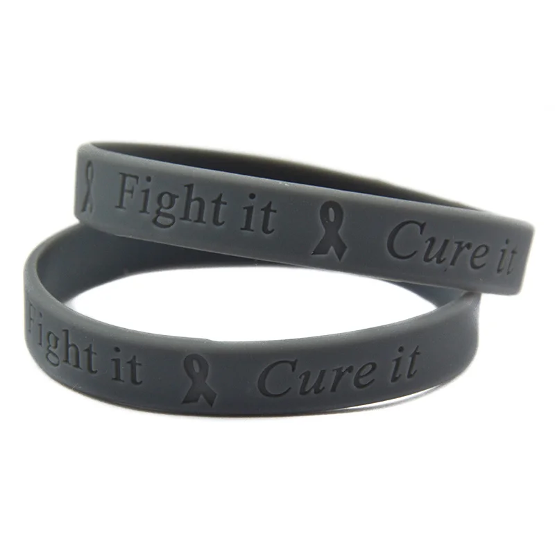 1 Stück/6 Stück geprägtes Silikon-Armband mit der Aufschrift „Say It, Fight It, Cure It“ zur Förderung der Aufmerksamkeit für Brustkrebs – Detail 5