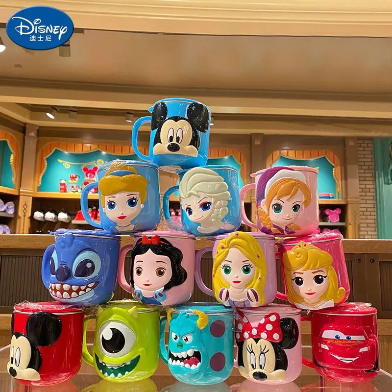 Taza de Anime Frozen Princess Elsa, Mickey Mouse de Disney, taza de leche y jugo para el hogar, dibujos animados de acero inoxidable, regalos anticaída de 260ml