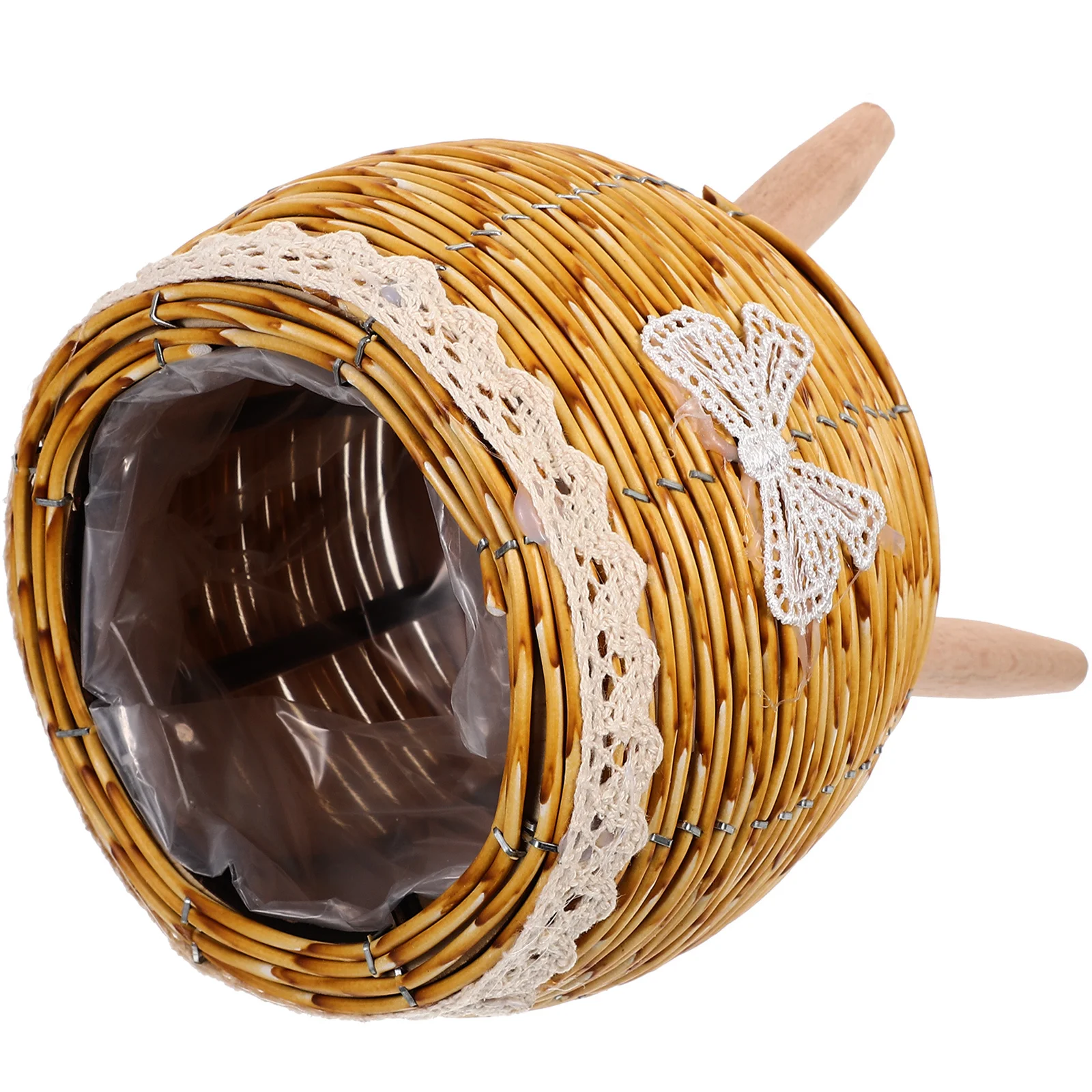 حامل نباتي منسوج حامل وعاء زهور خشبي ديكور منزلي داخلي تصميم بسيط حامل ثلاثي ثابت لغرفة المعيشة والمطبخ والحديقة والشرفة #5