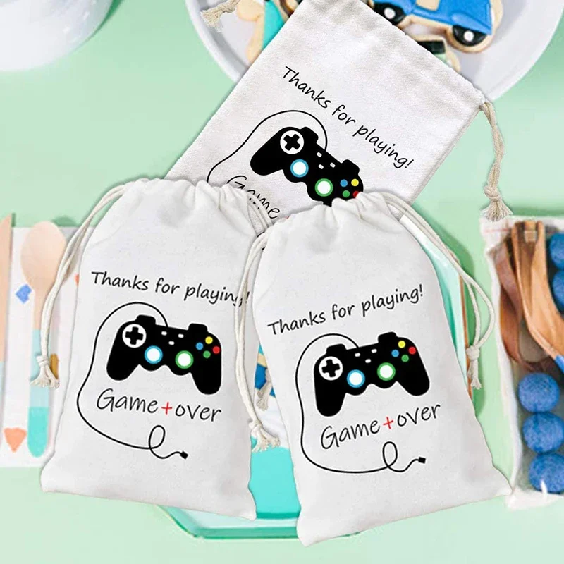 5pcs game over thank you Treat gift Bags Video Game boys weekend son Gamer friend family Gaming Birthday Party decoration favor