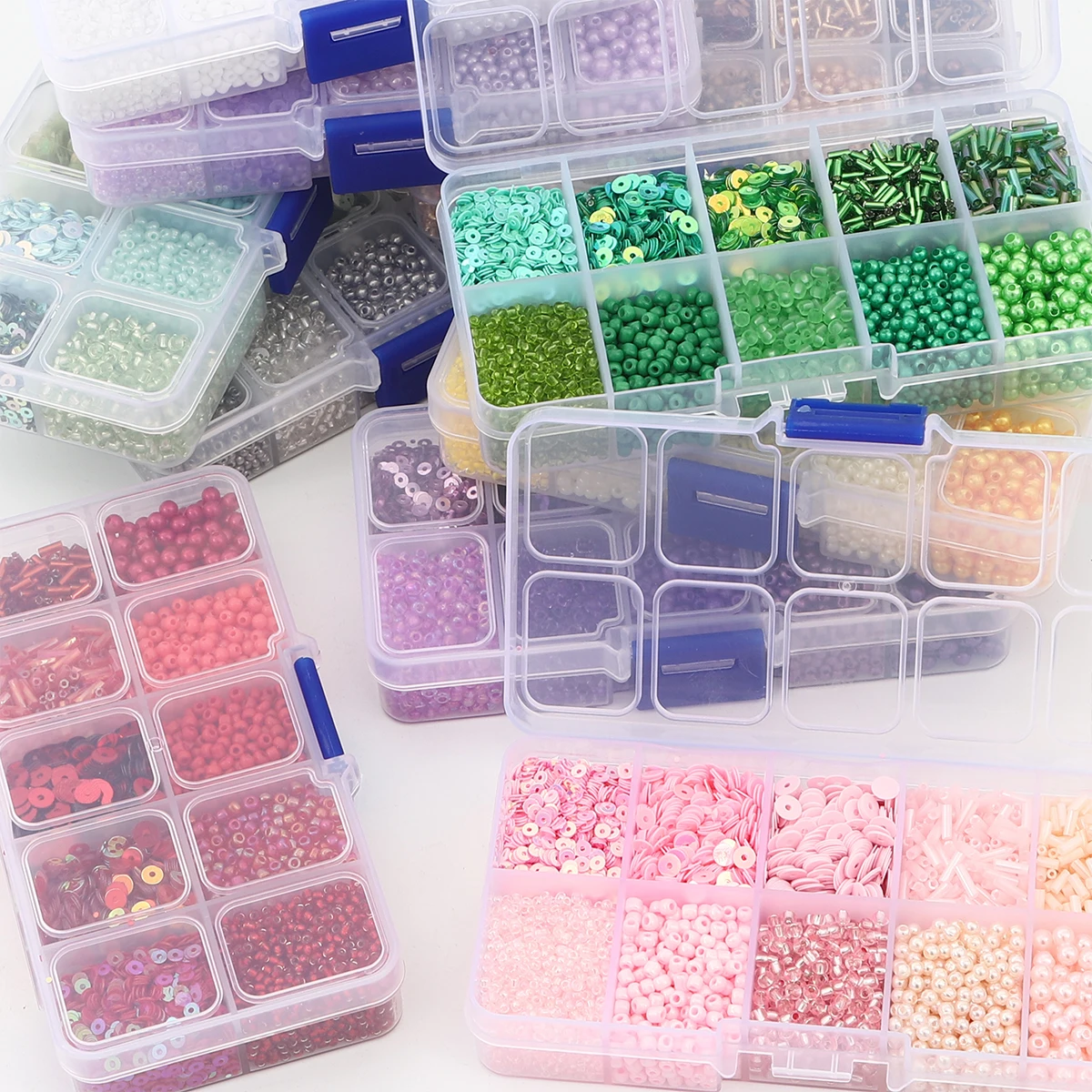 

Premium 10 Grid Multi-color Imitation Pearl Beads, Rice Beads, Sequins Kit for Bracelet, Necklace, Accessories