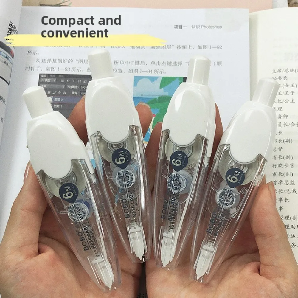 Transparent Shell Refillable Correction Tape Economical Large Capacity Student Use Erasing Tape Replacement Cassette Practical