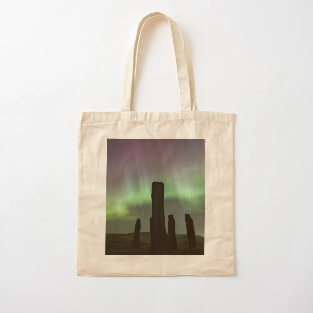 Callanish standing stones and Aurora Tote Bag shopper bags Candy bags canvas tote bags