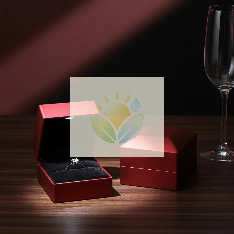 LED Light Up Jewelry Box Scratch Resistant Engagement Ring Display Case Luxury Gift Packaging for Wedding Showcase