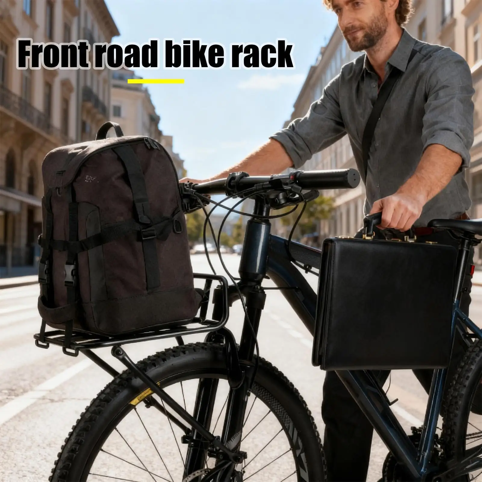 

Bike Front Rack Aluminum Storage Holder Carrier Bike Carrier Rack with Straps Cycling Front Bracket Luggage Shelf Cargo Rack ﻿
