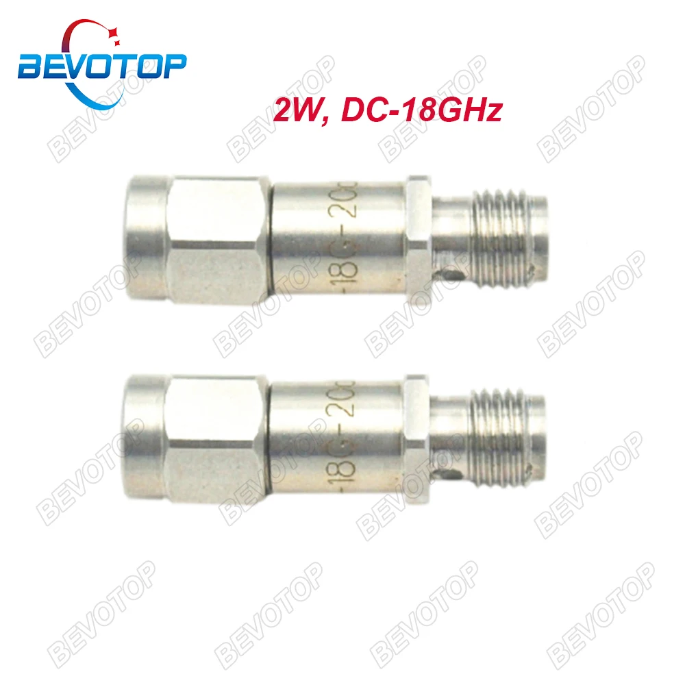 BEVOTOP 2W DC-18GHz SMA Male to SMA Female Coaxial RF Attenuator 8/10/20/30/40dB SMA Fixed Connectors 50 Ohm 304 steel