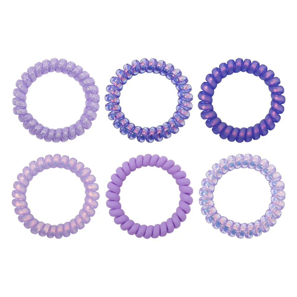 Fasce per capelli a spirale all\'ingrosso colore lavanda viola linea telefonica carina cravatta per capelli in Silicone molle elastiche per donna