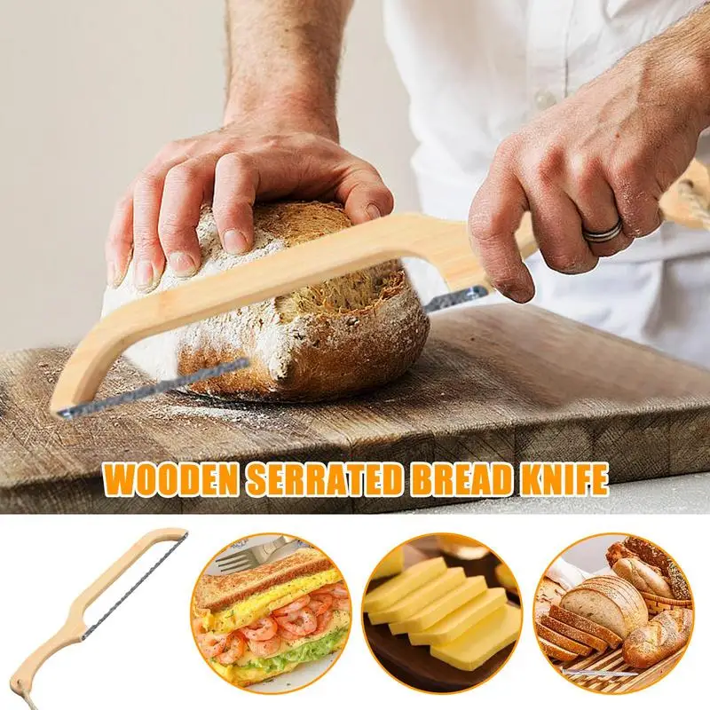 Bread Bow Saw Knives Bread Knives For Homemade Bread Stainless Steel Serrated Slicing Knives Comfortable Grip Kitchen Cutlery