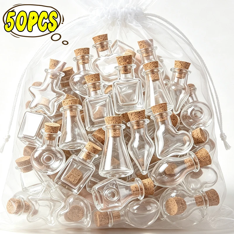 50/10Pcs Mini Magic Bottles with Cork Stoppers Festival Wedding Party Decor Empty Bottle Accessories  DIY Dollhouse Decorative