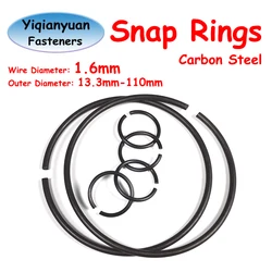 Yiqianyuan 10Pcs Wire Diameter 1.6mm Spring Steel Round Wire Snap Rings for Hole Retainer Circlips for Shaft OD=13.3mm~110mm