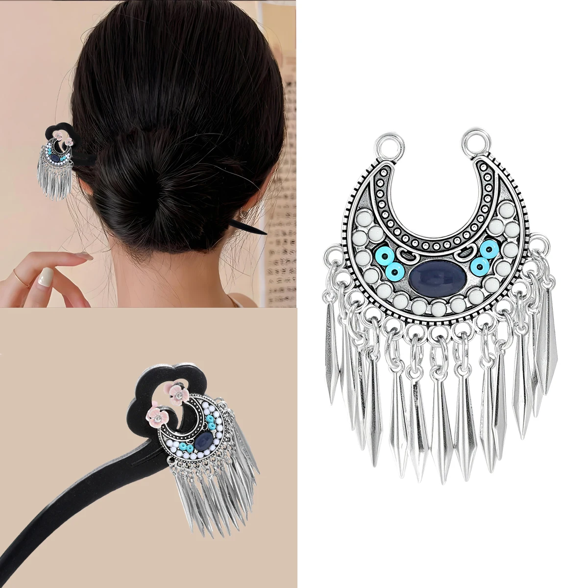 

Винтажные ювелирные аксессуары в стиле бохо, ручная работа, сделай сам, заколка для волос с кисточками, серьги-подвески в этническом стиле, повседневная одежда, подарок для семейного отдыха