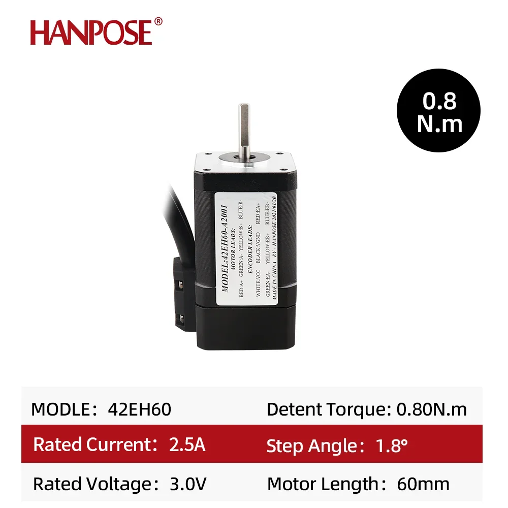 HANPOSE 42 Motor Hybrid torque nema17 Stepper motor 42EH60A2001 2.0A 0.8N.m 60MM CL42 Drive Closed Loop CNC Controller Kit