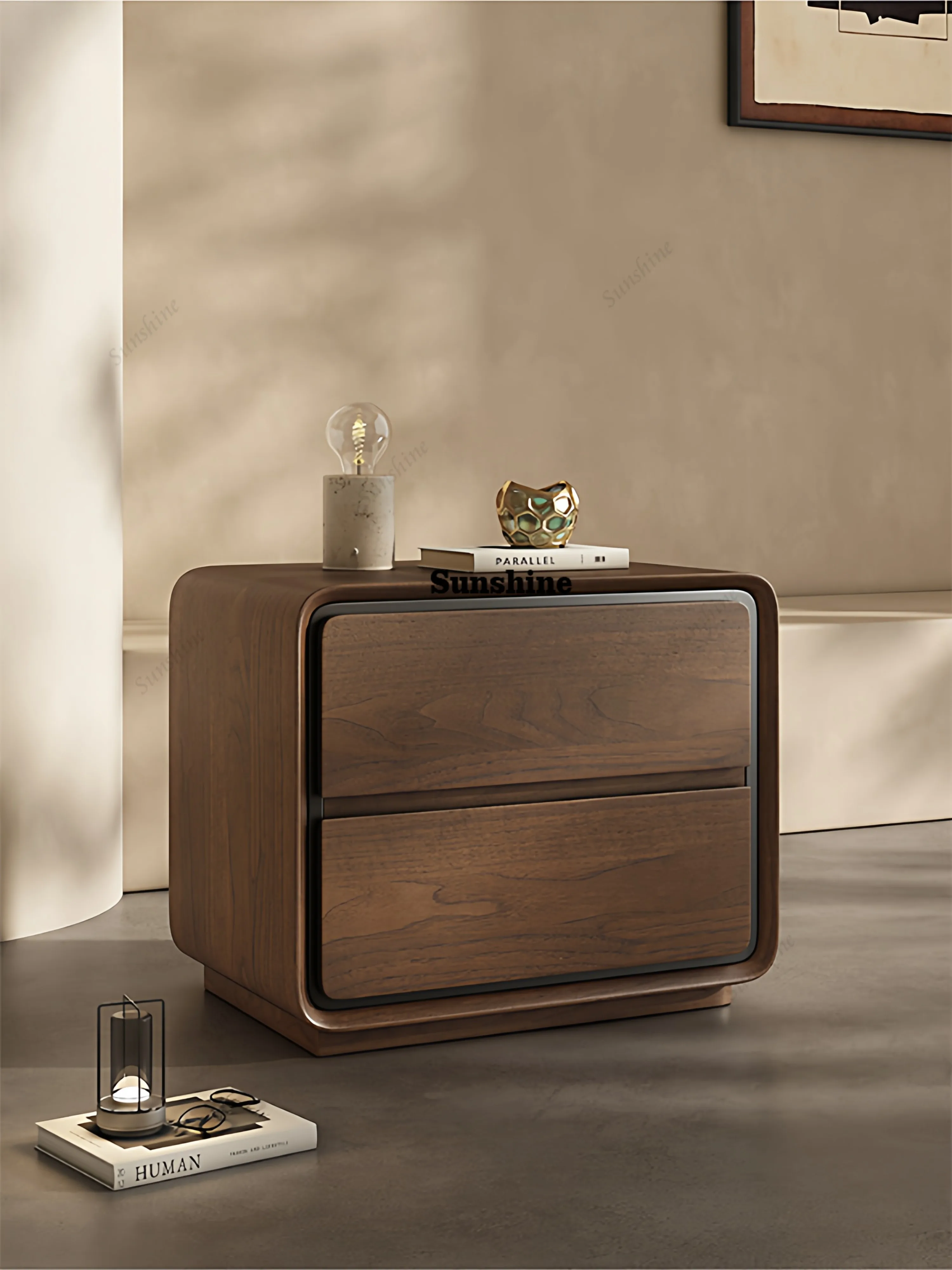 

All solid wood medieval cream wind bedside table household living room storage combination table bedroom bedside table