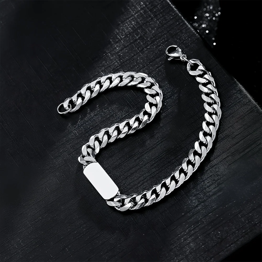 Hip-Hop Geometrisches Ovales Marken-Kubaketten-Armband Retro Edelstahl Herrenarmband Einfaches Damen-Titanstahl-Schmuckstück – Detail 5