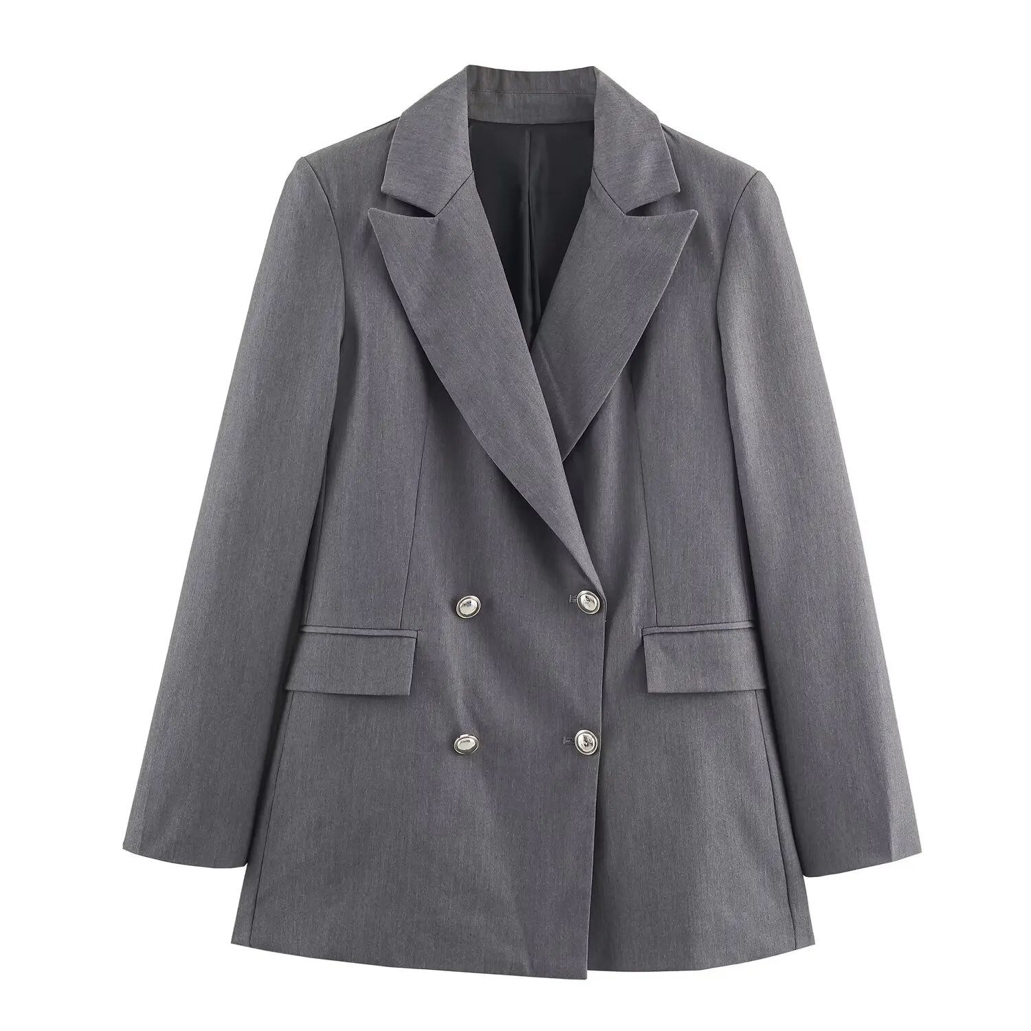 

Новая женская одежда 2025 года. Модная двубортная двубортная куртка средней длины в европейском и американском стиле.