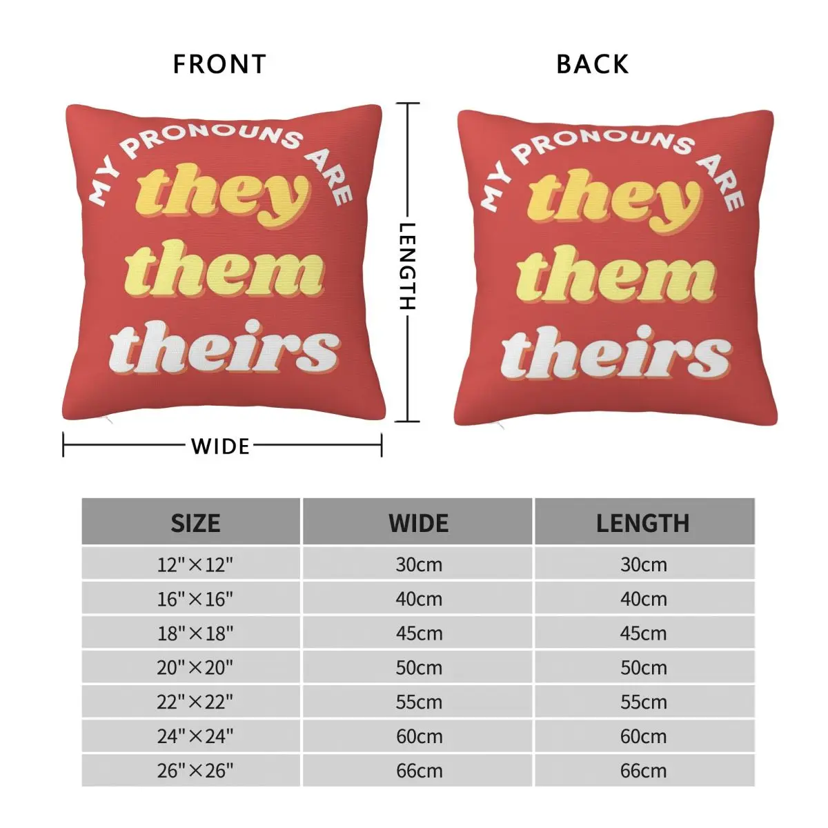 My Pronouns Are They Them Theirs Square Pillowcase Pillow Cover Polyester Cushion Decor Comfort Throw Pillow for Home Sofa