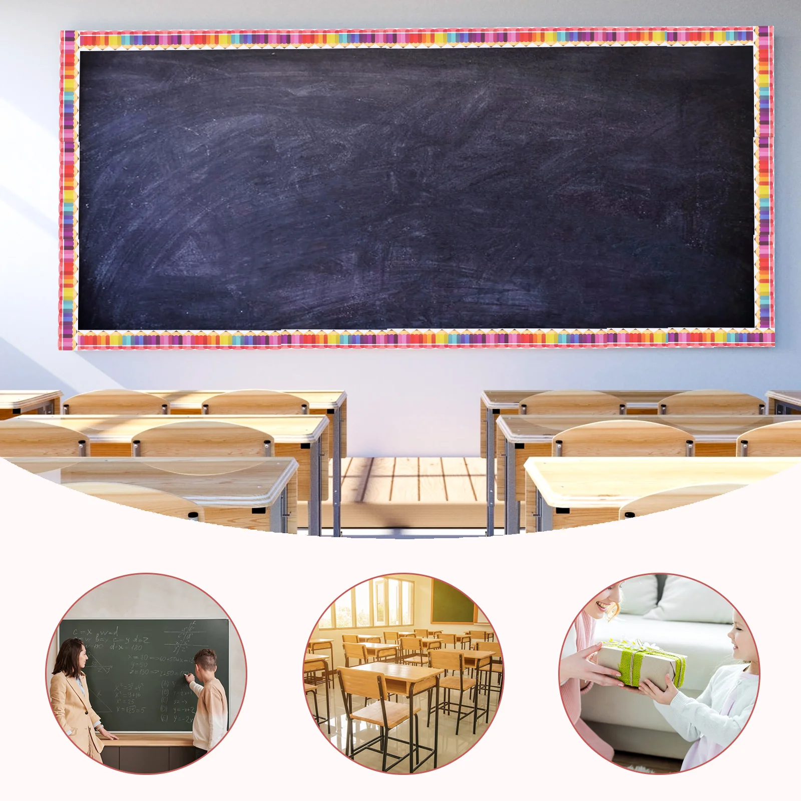 

Border Stickers Blackboard Frame for Bulletin Decorations Decorative Trim Borders Classroom Copper Plate