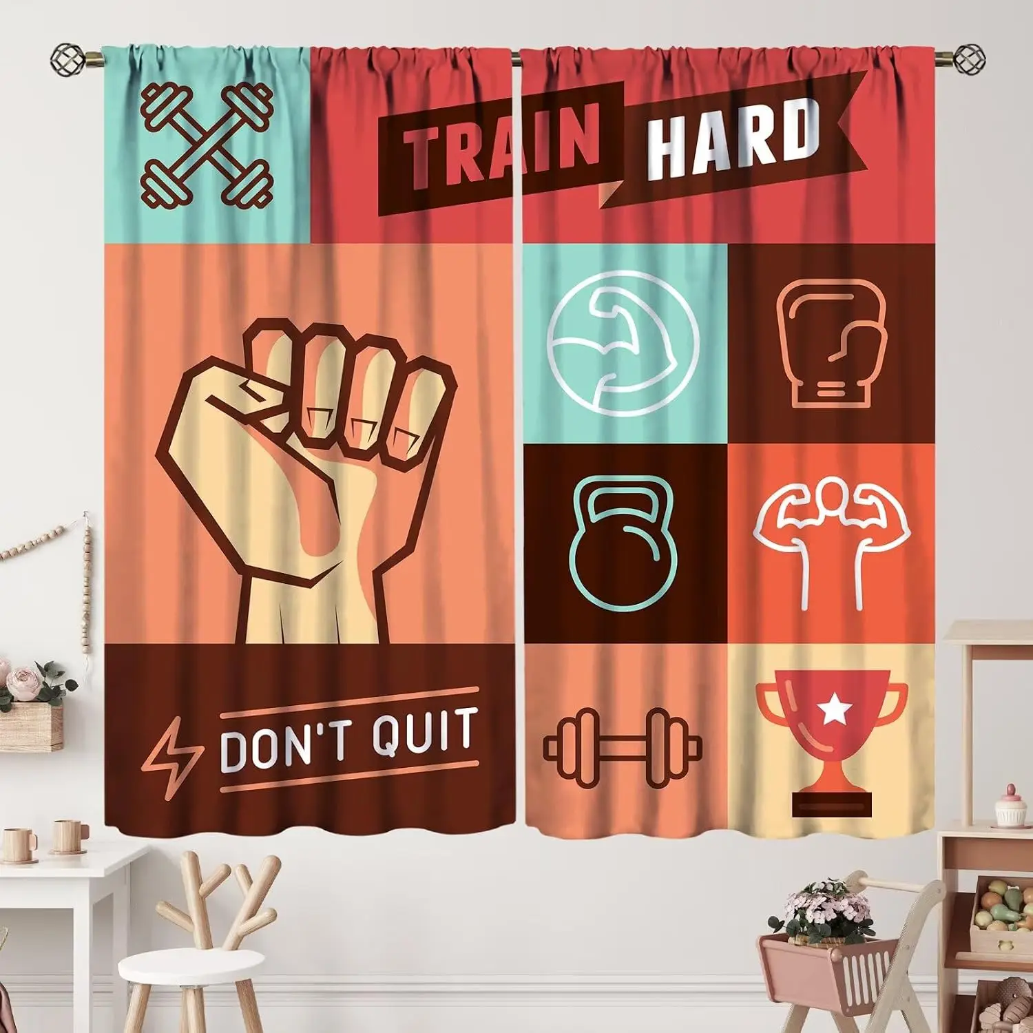 Gym Curtain Fitness Decor Workout Room Aesthetic Banner Curtain Weights Training Motivation House Gym Workout Poster
