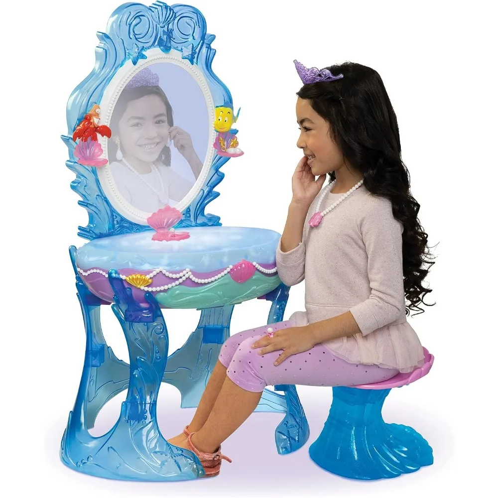 

Disney Princess Ariel Vanity for Girls with Lights & Sounds, Plays Under The Sea - Magical Light Up Effect Looks Just Like Water