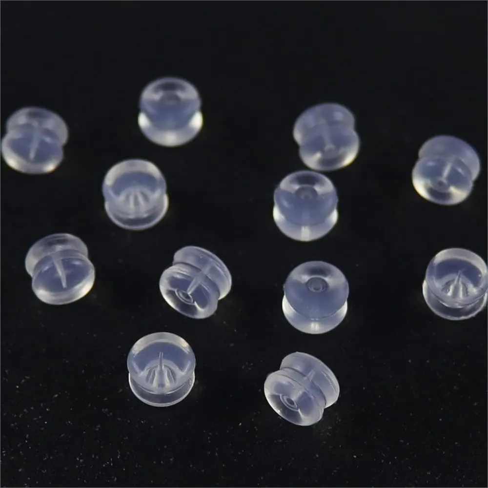 50/100Pcs Clear Soft Silicone Earring Stoppers Hamburger Shaped Earring Safety Backs Secure Locking DIY Jewelry Accessories