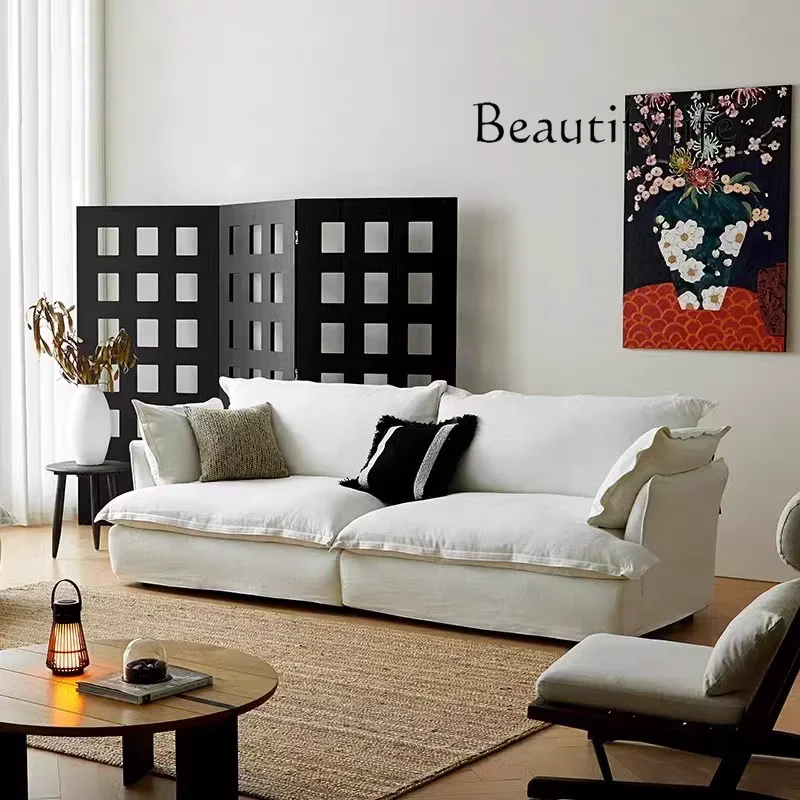 A44 Japanese-style lazy fabric cotton and linen dismantling sofa apartment small down sofa super soft