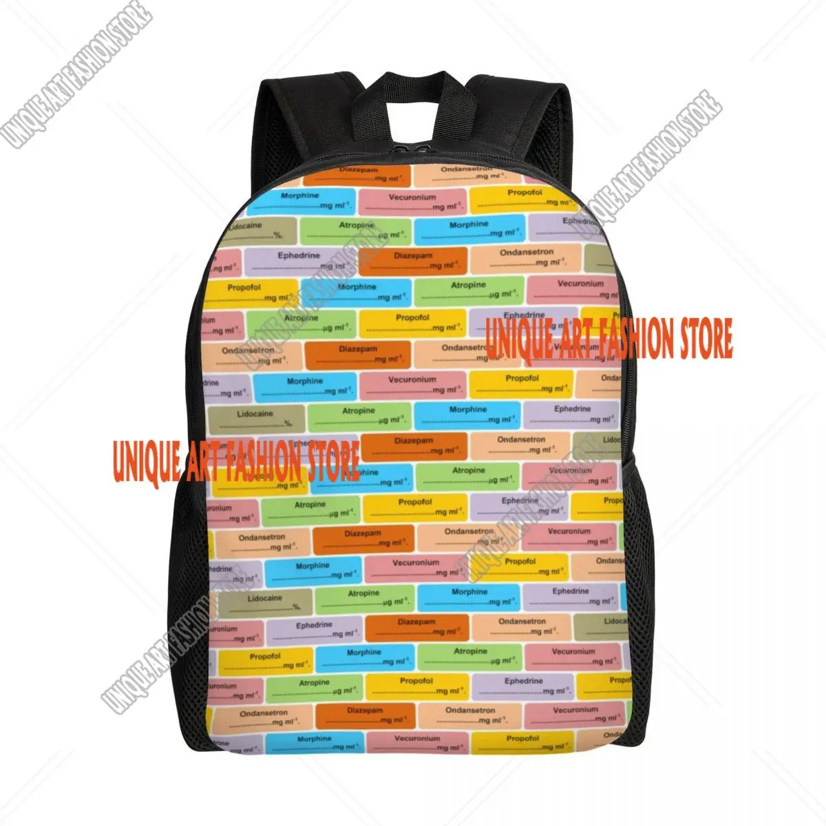 Medical Nurse Anesthesia Medication Labels Backpacks for Women Men Water Resistant School College Bag Print Bookbags